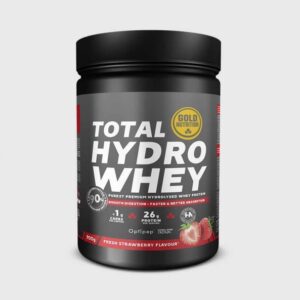 pudra proteica din zer cu capsuni total hydro whey goldnutrition 900 g