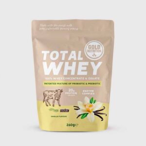 pudra proteica goldnutrition total whey vanilie 260 g