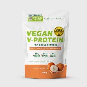 pudra proteica vegetala goldnutrition v protein alune de padure 240 g