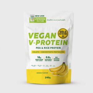 pudra proteica vegetala goldnutrition v protein banane 240 g