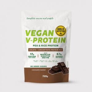 pudra proteica vegetala goldnutrition v protein ciocolata 720 g